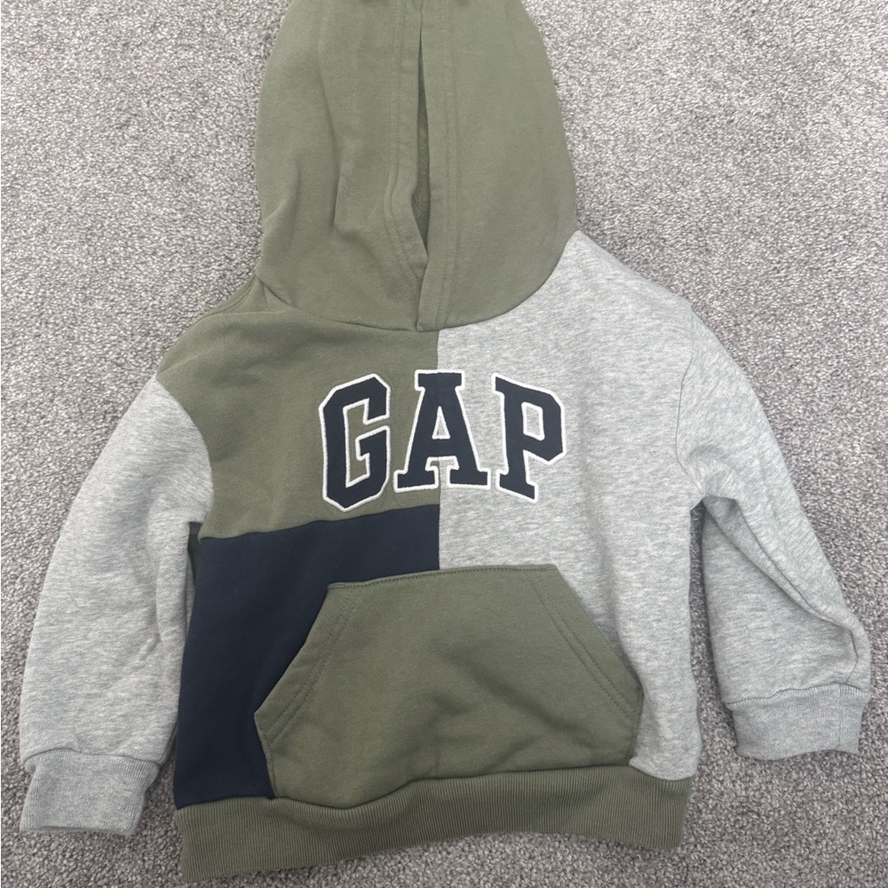 GAP Kids Olive and Gray Colorblock Hoodie
